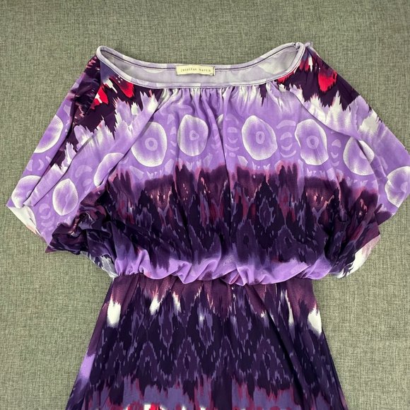 Jonathan Martin Dress Tie Dye Purple Elastic waist split cut Sleeves Stretch Sma - Picture 2 of 13
